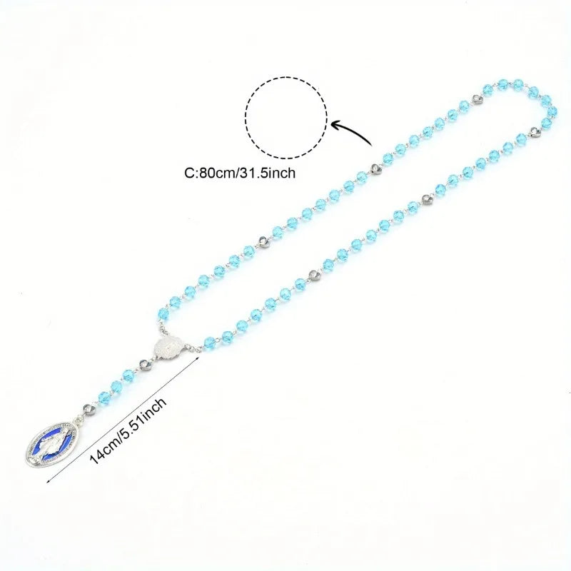 Mary Rosary Prayer Necklace – Christian Cross Pendant Pendant Necklace Babs