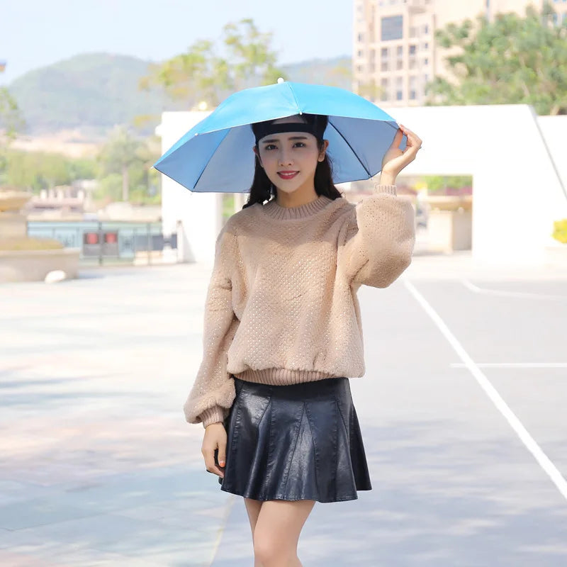 Fishing Umbrella Hat – UV Protection & Rainproof Outdoor Cap Umbrella Sun Hat Babs Sky Blue 1PC