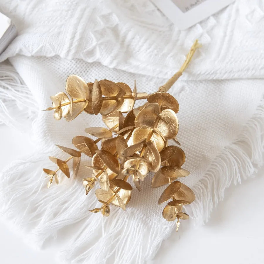 Artificial Eucalyptus Leaf Sprigs – Wedding & Home Décor Artificial Greenery Sprigs Babs Gold 5 pcs