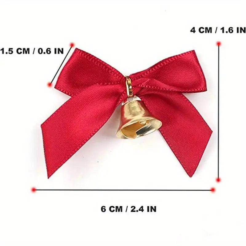 10pcs Christmas Bowknot Bows with Bells – Gift & Tree Décor Christmas Bow Decoration Babs