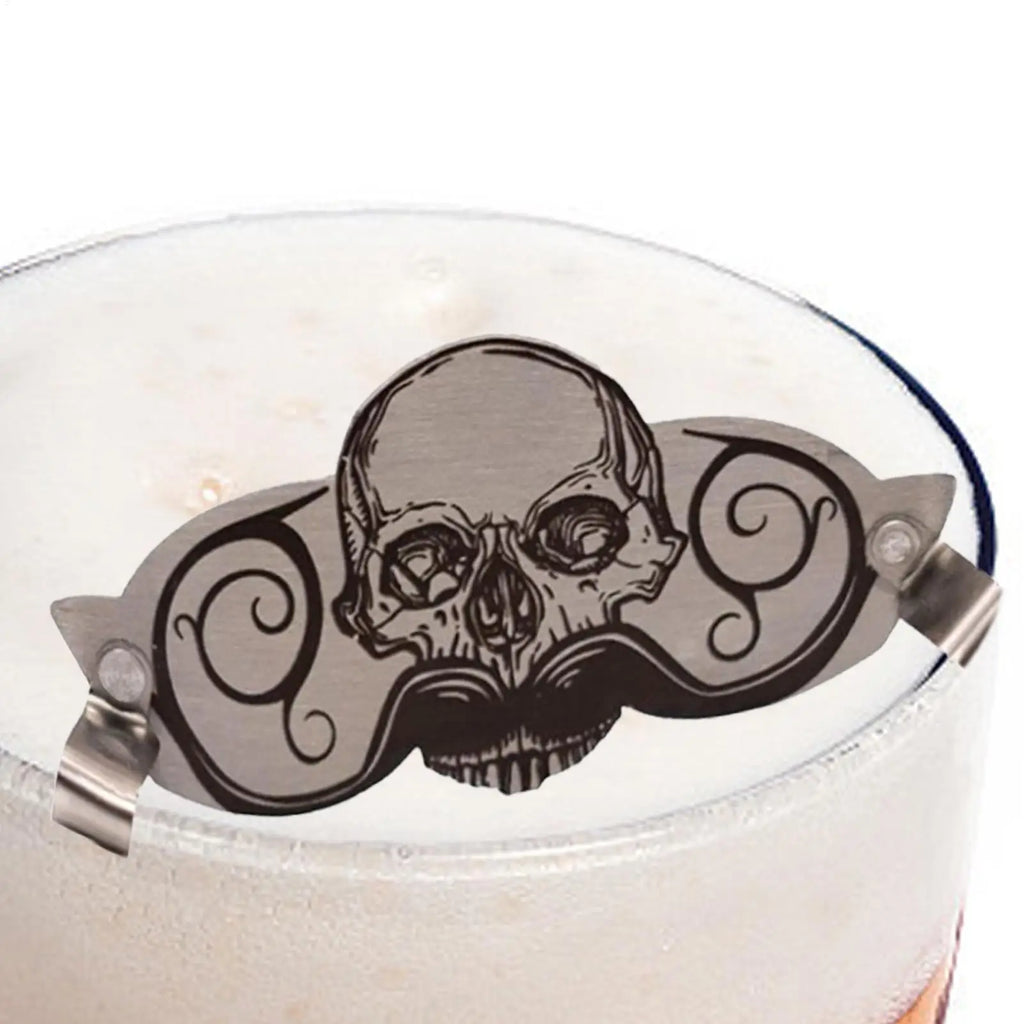 Mustache Guard for Drinking – Skull Design Stainless Steel Mustache Drinking Guard Babs