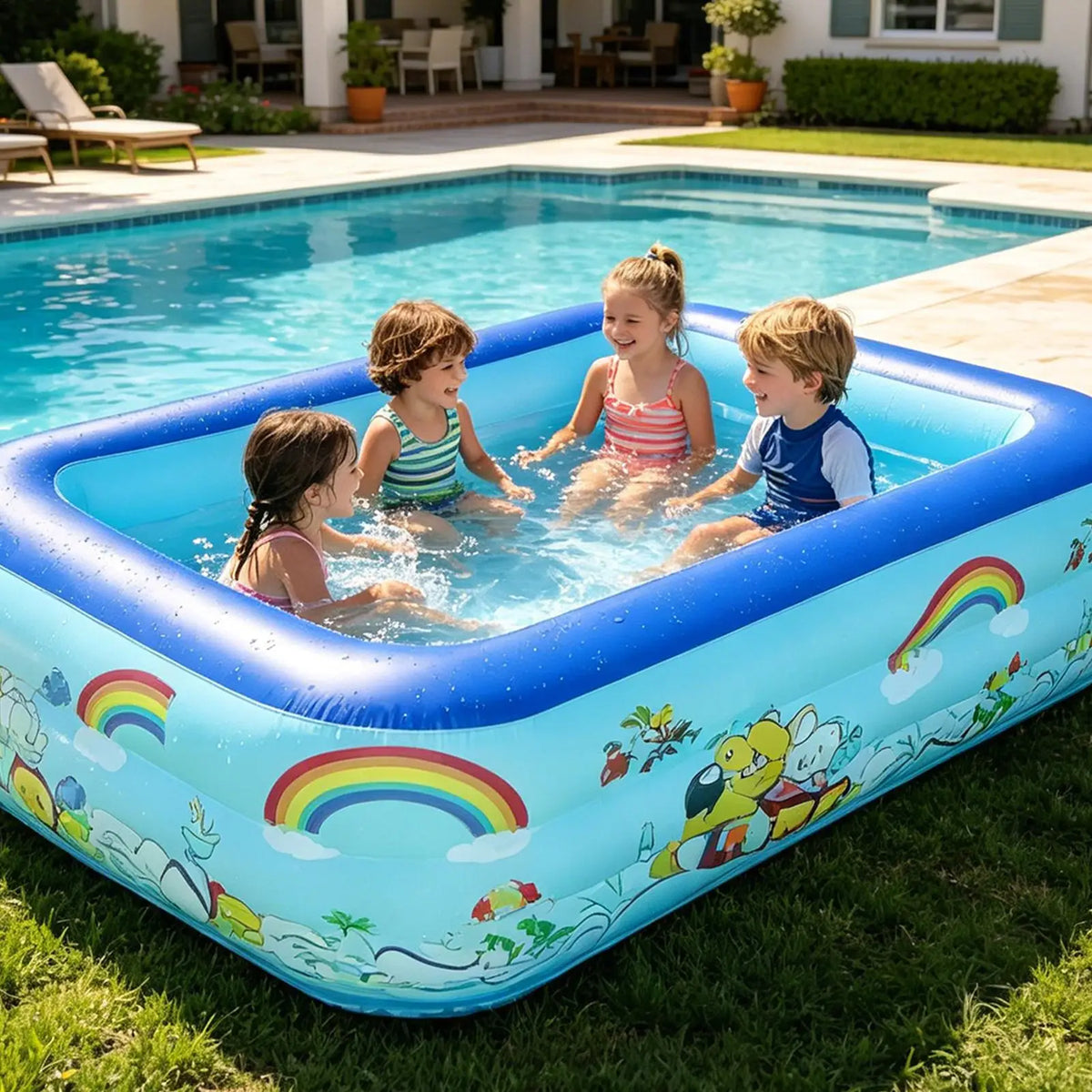 Inflatable Kids Swimming Pool – Family Backyard Pool S/M/L Inflatable Swimming Pool Babs