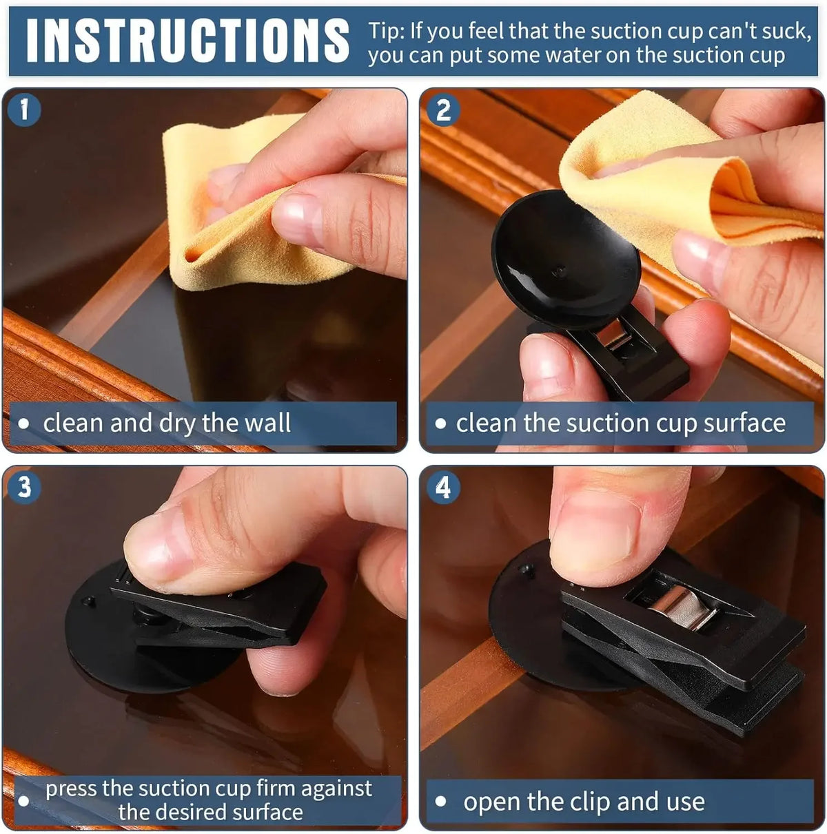 4pcs Car Suction Cup Clips – Window, Office & Home Organizer Car Suction Cup Clip Babs