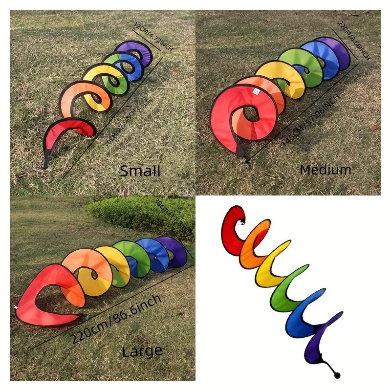Rainbow Spiral Wind Spinners – Colorful Garden Hanging Twisters Garden Wind Spinner Babs