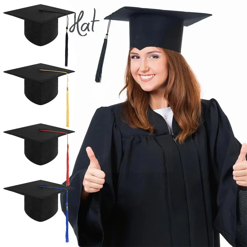 Black Graduation Cap with Tassel – Adult Bachelor & Master Hat Graduation Cap Babs