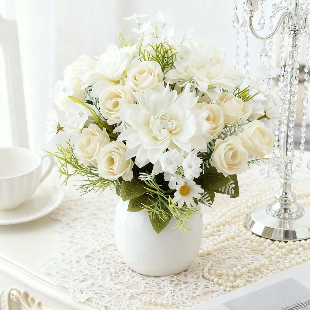 Artificial Dahlia Rose Silk Bouquet – Wedding & Home Décor Artificial Flower Bouquet Babs