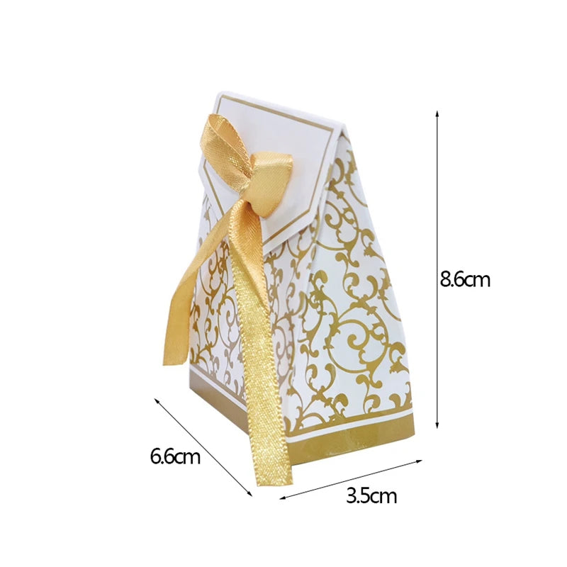 10Pcs Gold Silver Paper Candy Boxes – Wedding Party Favors Party Favor Boxes Babs