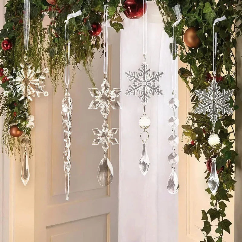 10Pcs Crystal Snowflake Christmas Tree Hanging Ornaments Christmas Tree Ornaments Babs