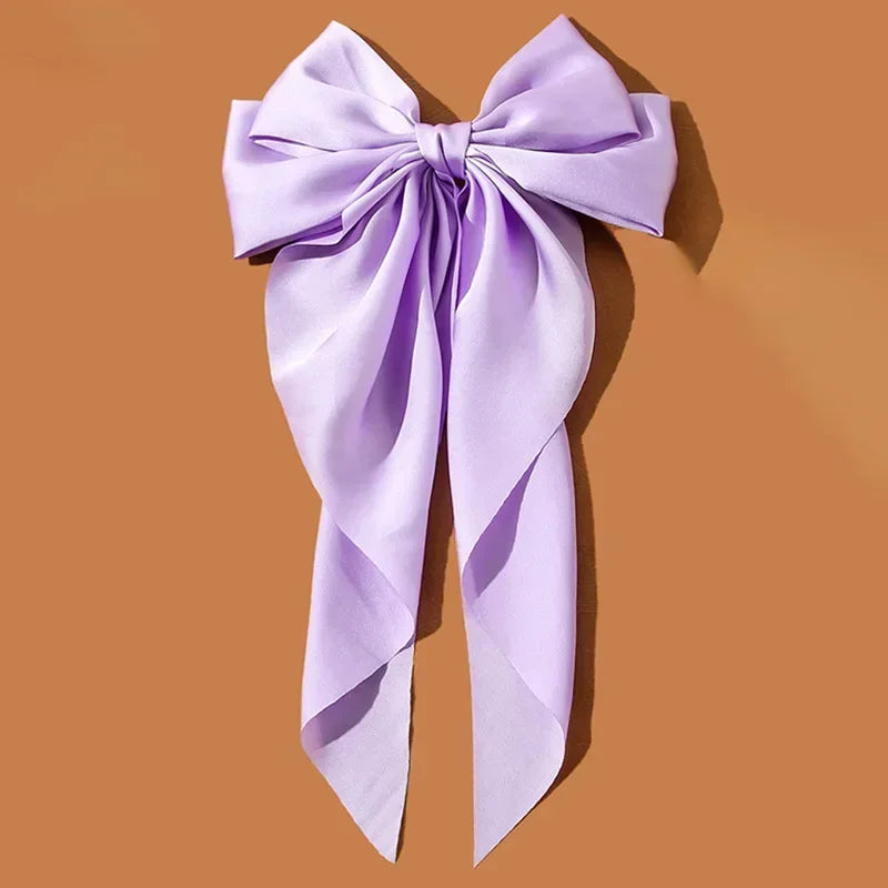 Korean Big Bow Satin Hair Clip – Ribbon Barrette for Women Hair Bow Barrette Babs PURPLE