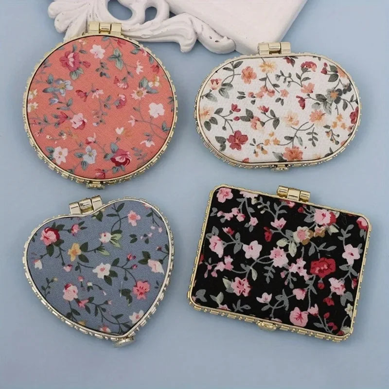 Mini Foldable Makeup Mirror – Chinese Floral Two-Sided Compact Compact Makeup Mirror Babs