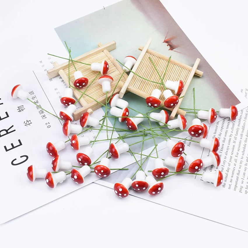 Red Artificial Bubble Mushroom Picks – DIY Floral Decor 100/200pc Artificial Floral Picks Babs 200 Pieces