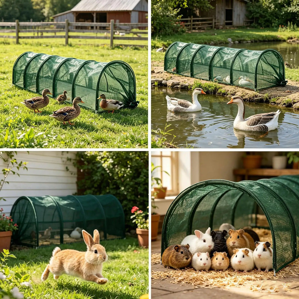 Portable Chicken Tunnel Run – PVC Mesh Shade & Frame for Poultry Chicken Tunnel Run Babs