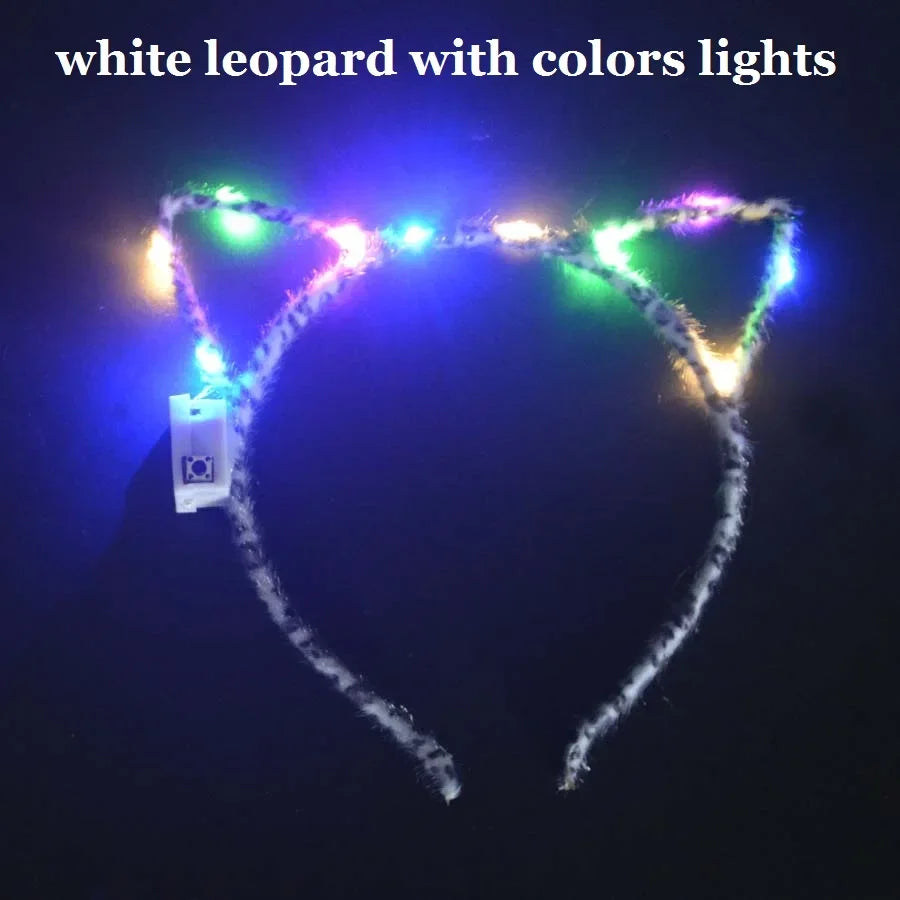 LED Flashing Cat & Fox Ears Headband – Glowing Party Hair Hoop