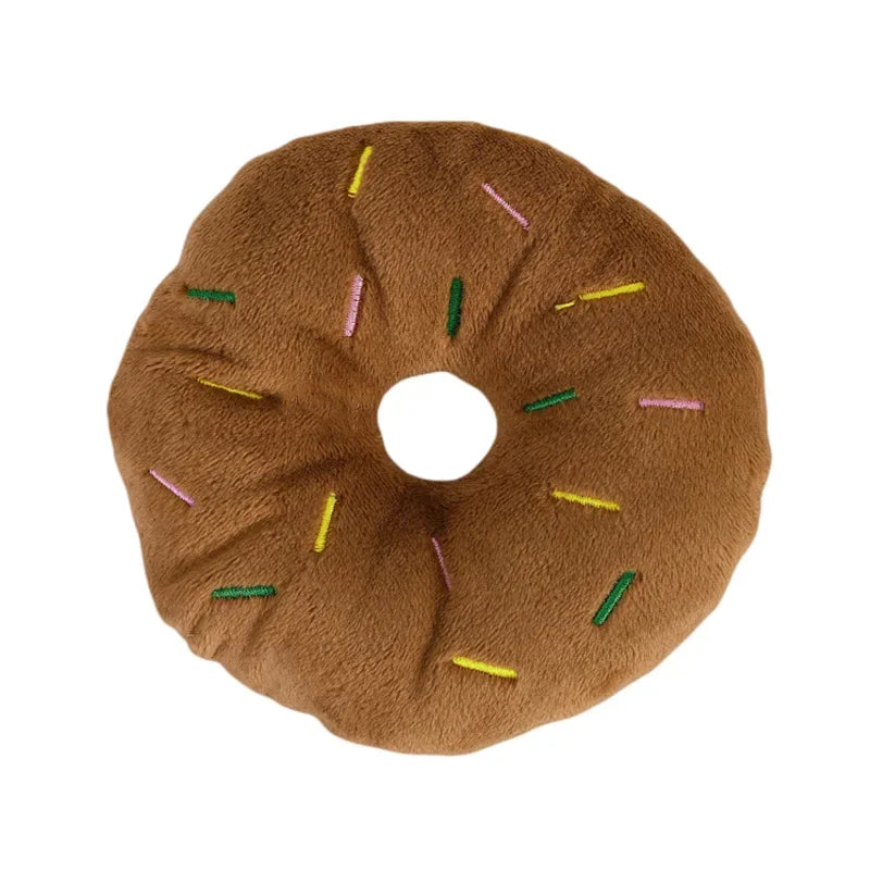 Soft Plush Donut Dog Squeaker Toy – Small & Medium Dogs Dog Squeaker Toy Babs Coffee