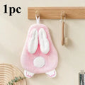 Cute Rabbit Coral Fleece Hand Towel – Soft & Absorbent Hand Towel Babs 1pc pink