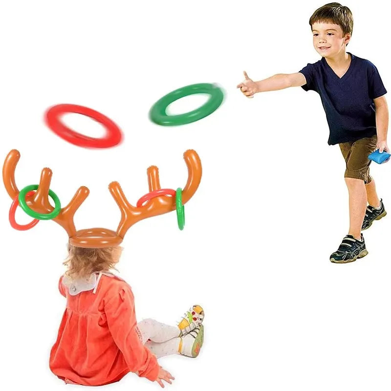 Christmas Inflatable Reindeer Antler Ring Toss Game – Xmas Fun Holiday Party Game Babs