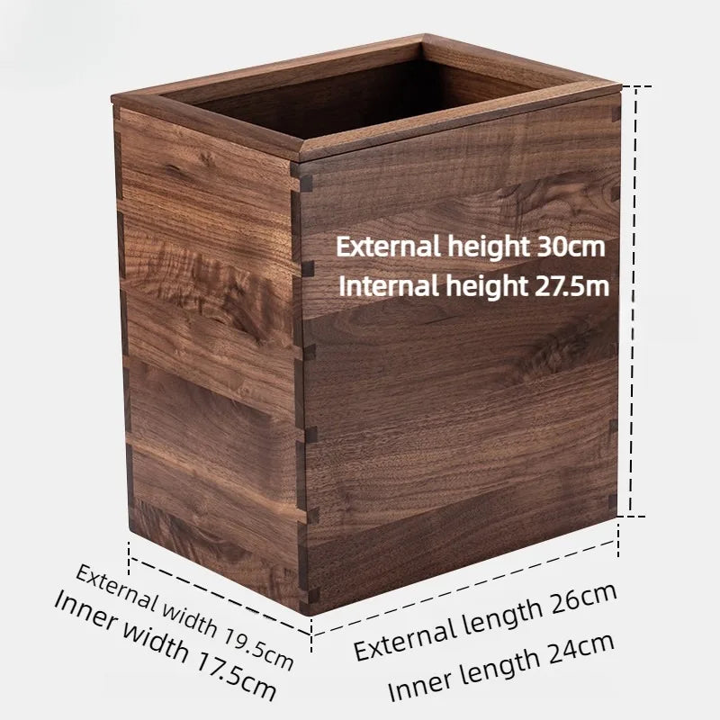 Wooden Trash Can Large Capacity Modern Minimalist Dustbin Wooden Waste Bin Babs Brown-Rectangle