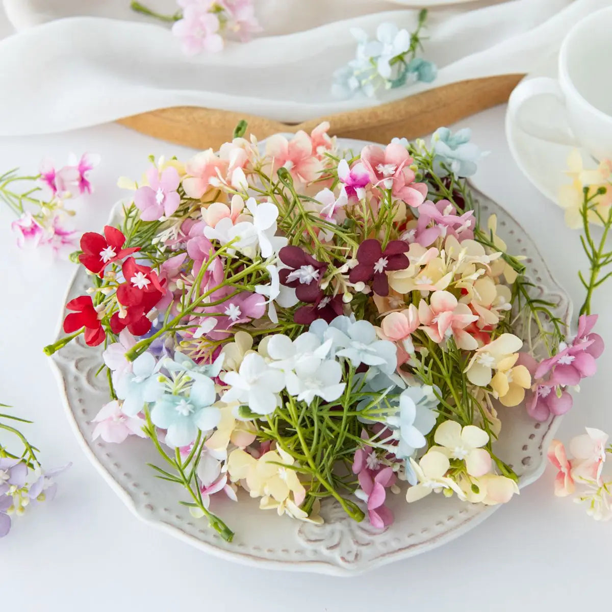 50/100pcs Silk Plum Blossom Artificial Flowers – Party & Wedding Decor Artificial Silk Flowers Babs MULTI 100pcs