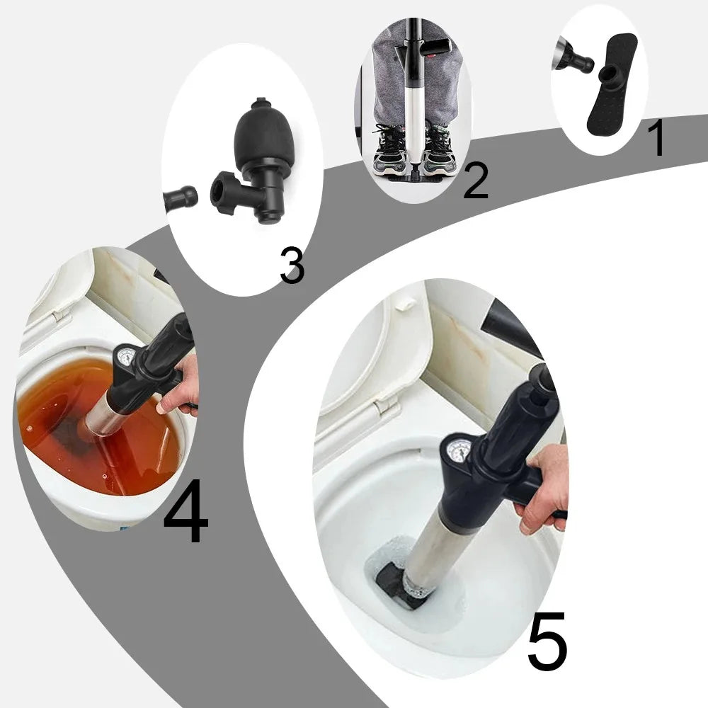 High Pressure Air Drain Plunger – Toilet, Sink & Bathtub Unclogger Air Drain Plunger Babs