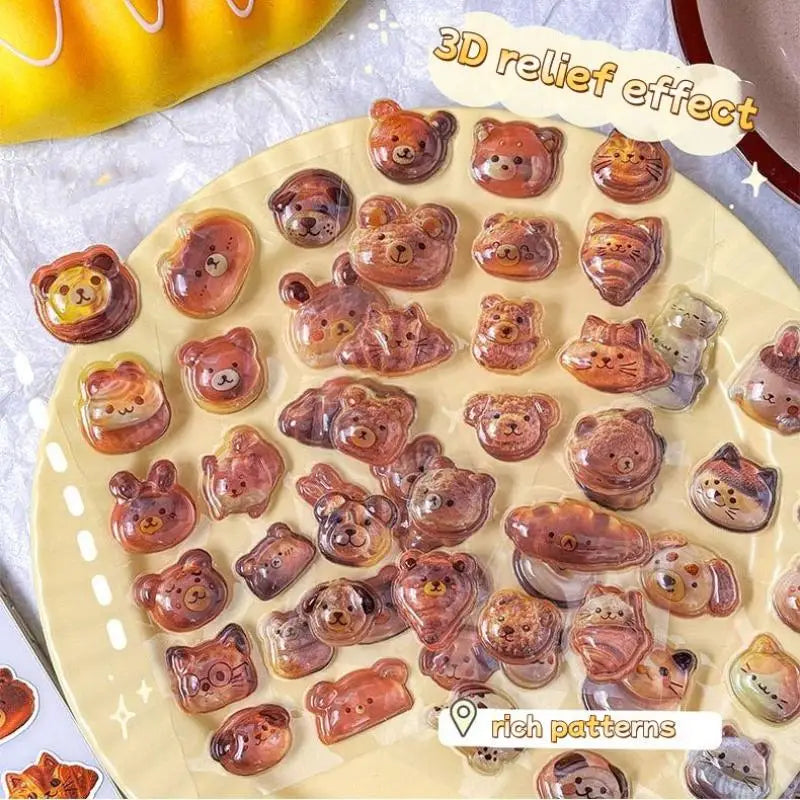 Cute Cartoon Bear 3D Embossed Stickers for DIY & Scrapbooking Decorative Craft Stickers Babs