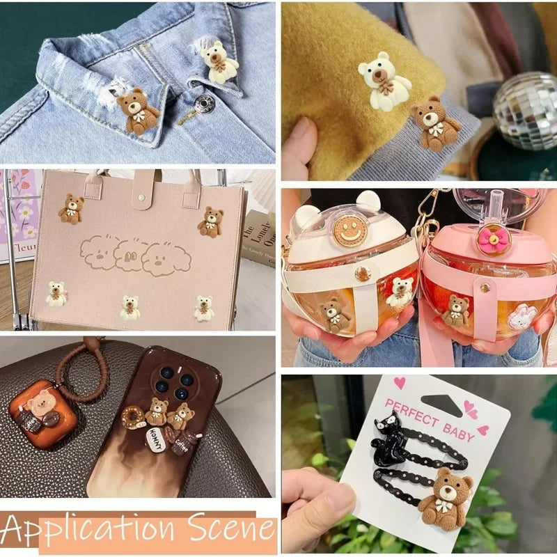 Cartoon Bear Resin Cabochon Flatbacks for DIY Crafts (10-50 Pcs) Resin Craft Cabochons Babs