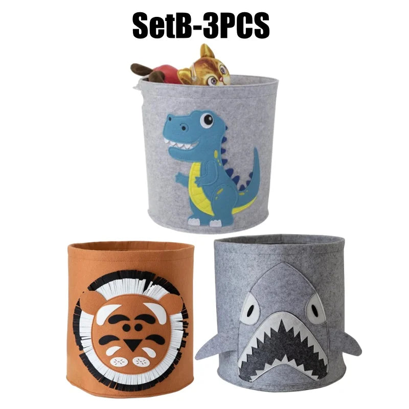 Foldable Cartoon Kids Felt Storage Basket & Toy Organizer Kids Storage Basket Babs SetB-3PCS 35x35CM