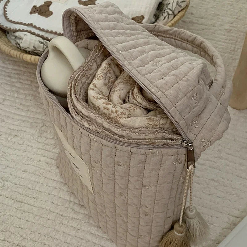 Quilted Baby Diaper Caddy Organizer | Embroidered Mommy Bag Diaper Caddy Bag Babs