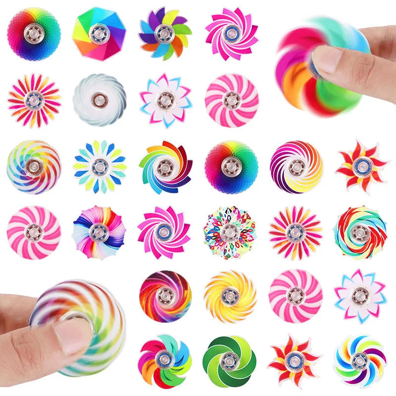 12/24 Mini Rainbow Fidget Spinners – Kids Party Favors Fidget Spinner Toy Babs Random 24Pcs