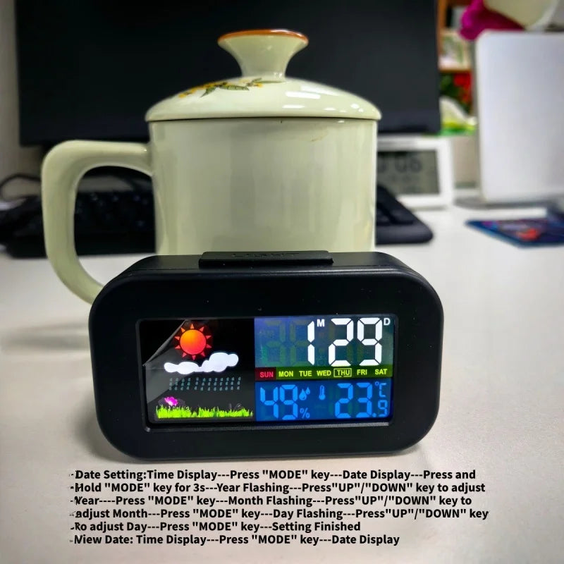 Mini Digital Alarm Clock – Temp, Humidity & LED Backlight Digital Alarm Clock Babs