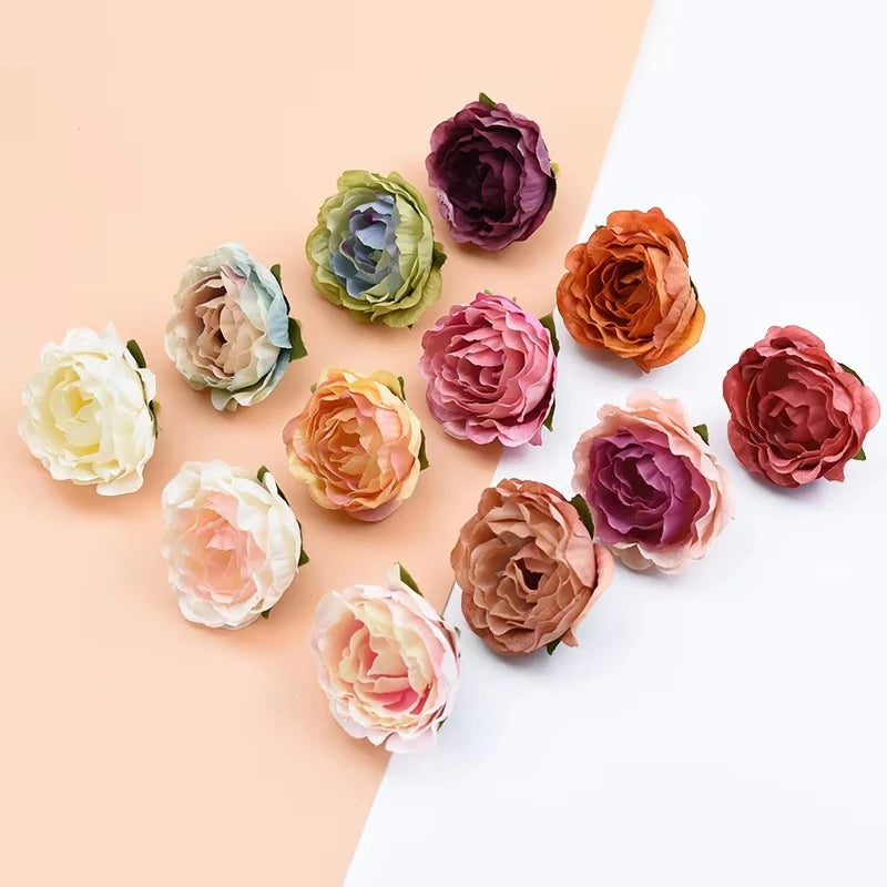 50/100pcs Silk Artificial Rose Peony Flower Heads – Wedding Décor Artificial Silk Flowers Babs