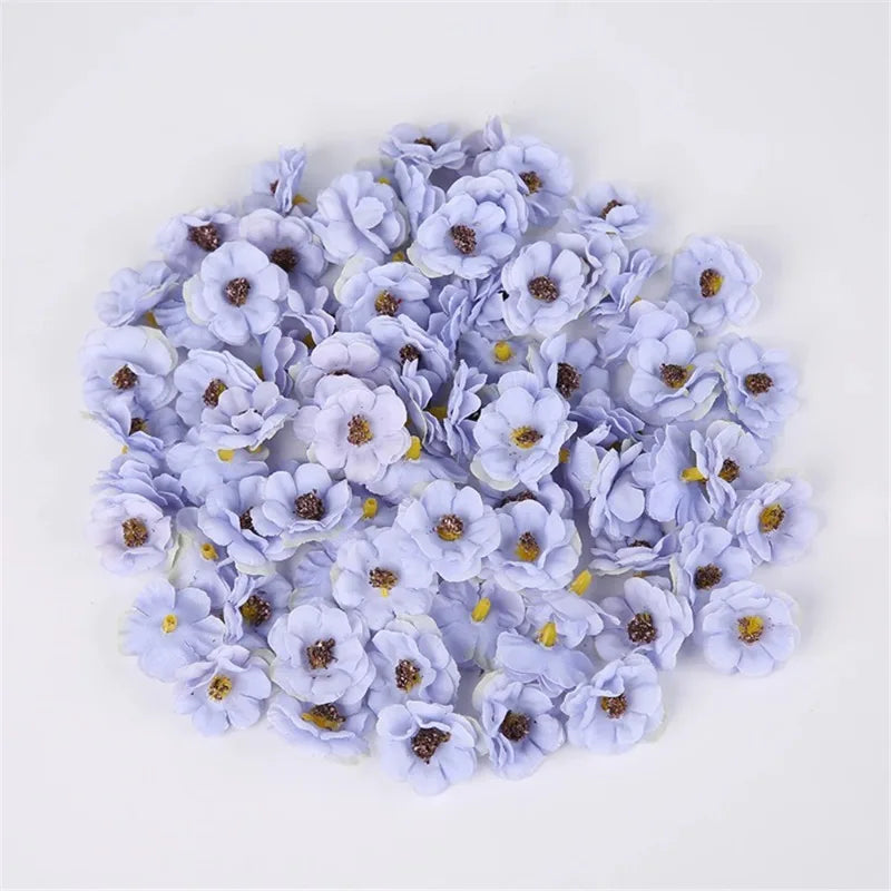 30Pcs Mini Daisy Artificial Silk Flower Heads for DIY Decor Artificial Silk Flowers Babs Blue 30Pcs