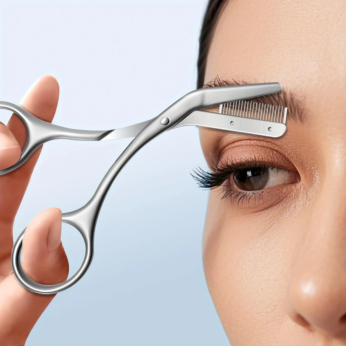 Stainless Steel Eyebrow Scissors with Comb – Ergonomic Design Eyebrow Scissors Babs