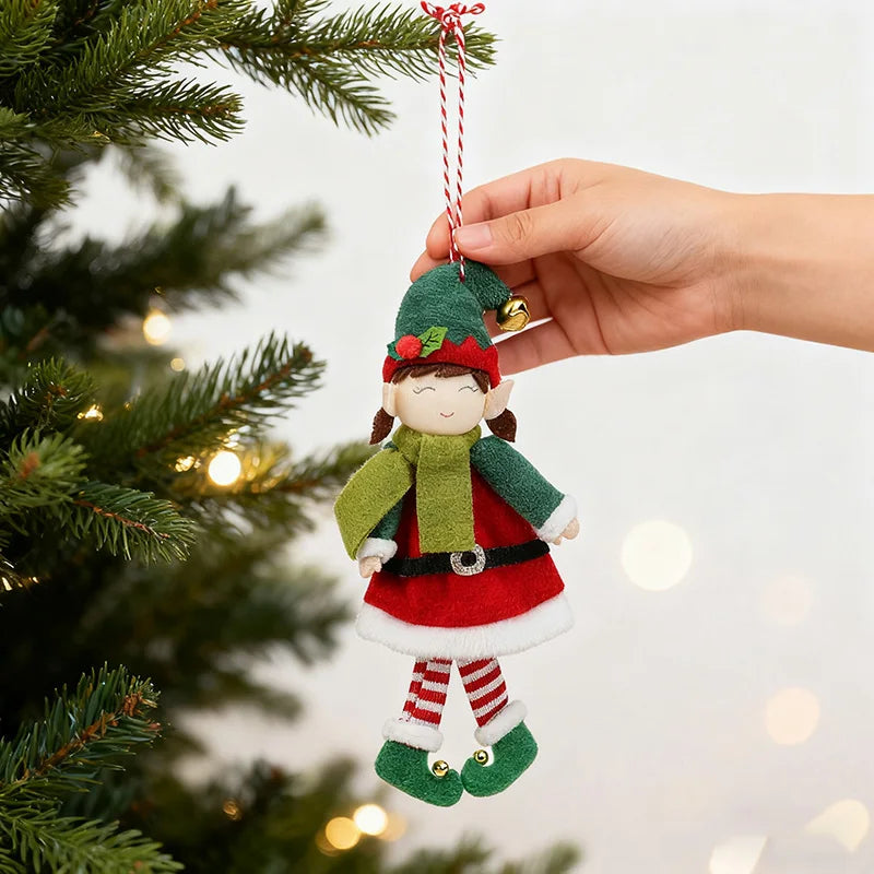 Christmas Elf Plush Doll Hanging Ornament – Xmas Tree Pendant Christmas Plush Ornament Babs