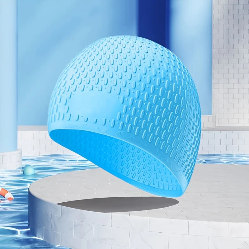 Unisex Silicone Swim Cap – Waterproof, Non-Slip, High Elasticity Silicone Swim Cap Babs Blue