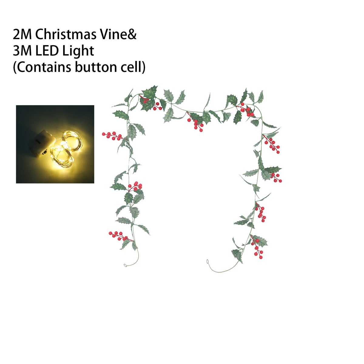 Artificial Red Berry LED Vine – Wedding & Christmas Décor Artificial LED Vine Babs Green