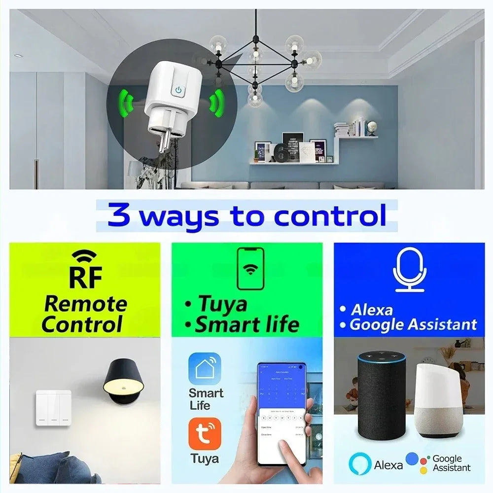 Tuya WiFi RF433 Smart Socket 16A – Voice & App Control Smart WiFi Socket Babs