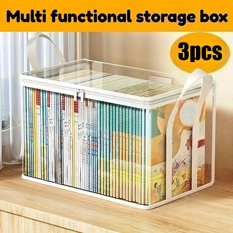 3-Pack Transparent Stackable Storage Boxes with Flip Lid Storage Box Set Babs 3PCS wHITE
