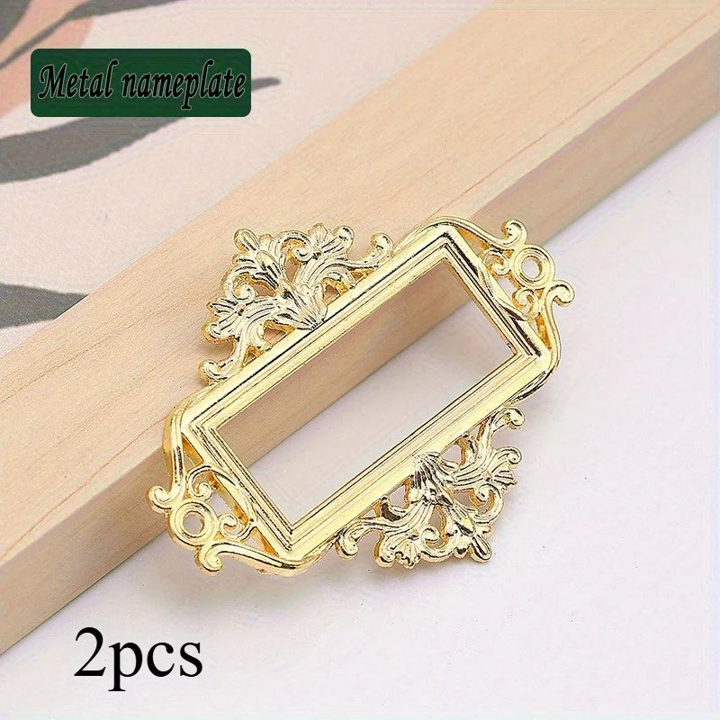 Vintage Lace Zinc Alloy Card Frame Drawer Label Slot Holder Card Frame Holder Babs Golden-2pcs