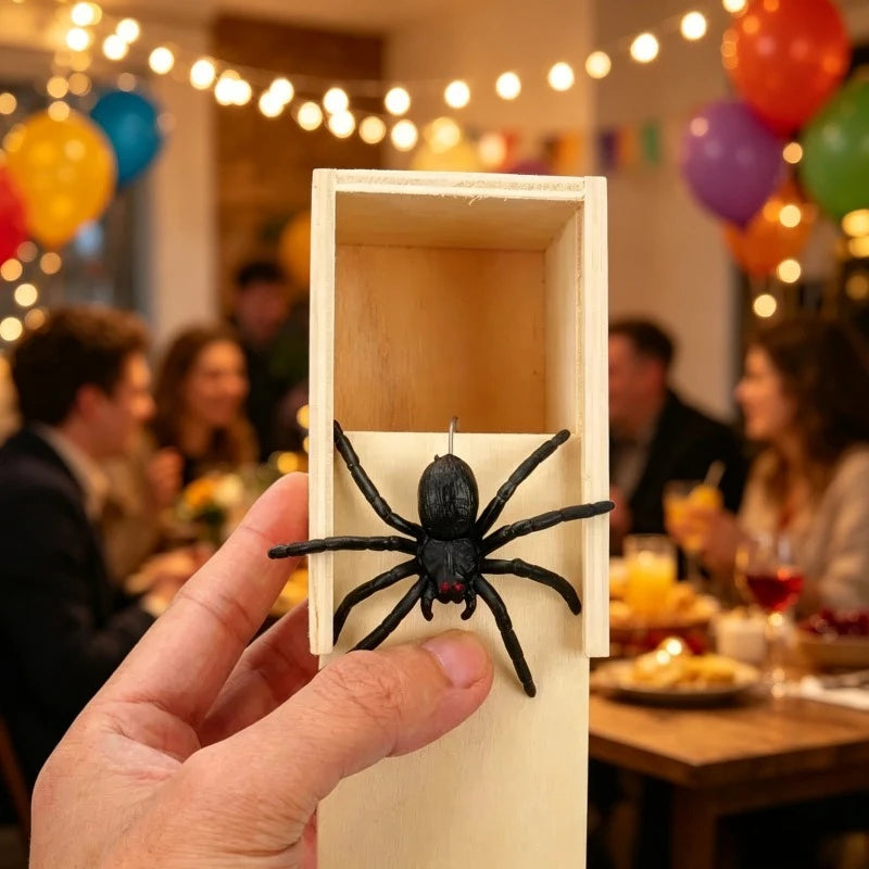 Spider Jump Scare Prank Box – Funny Wooden Trick Toy Prank Trick Toy Babs
