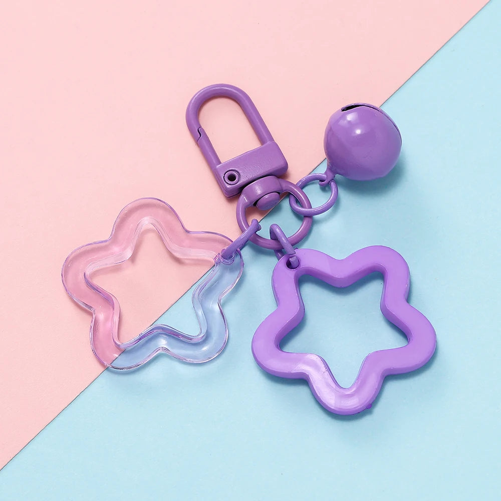Hollow Star Charm Keychain with Bell & Acrylic Beads Charm Keychain Babs U