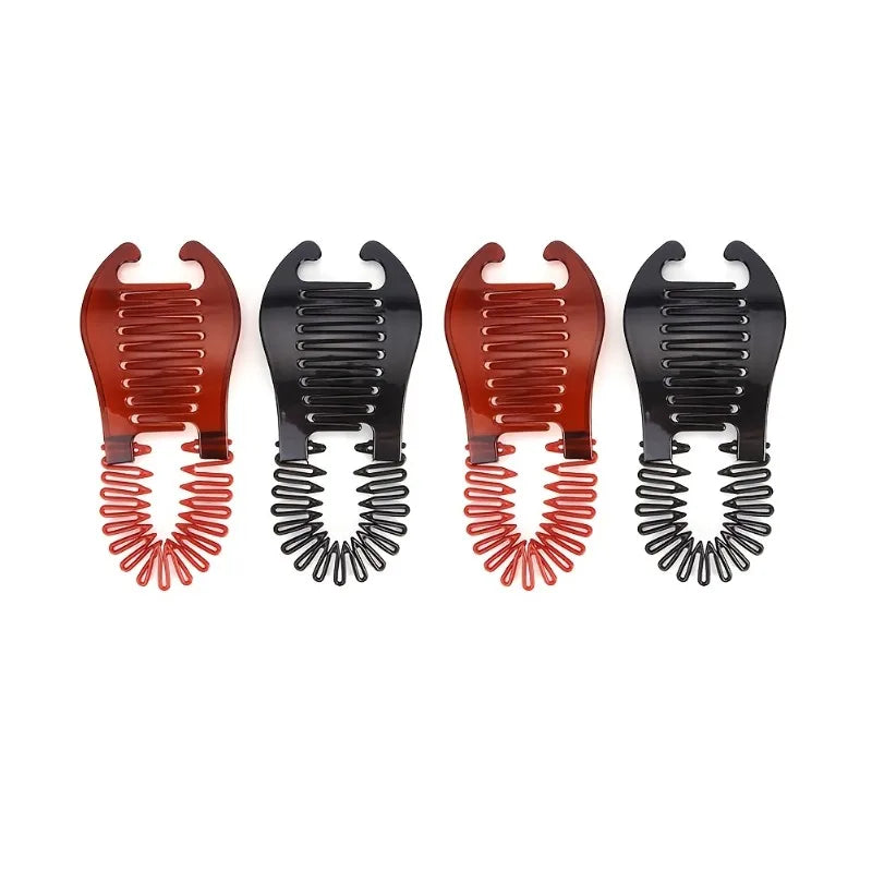 Banana & Ponytail Hair Clips for Women – 4pcs Red & Black Set Hair Styling Clips Babs 4pcs