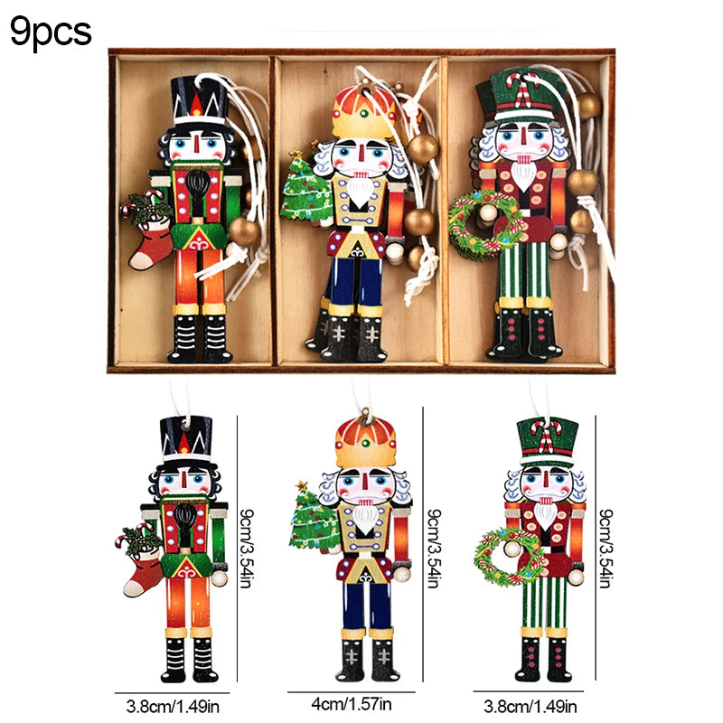 Christmas Wooden Ornaments – Gingerbread Man & Gnome Pendants Christmas Tree Ornament Babs 9PCS-L