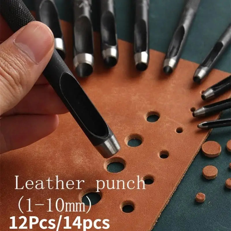 12/14Pc Round Hollow Punch Set – Leather Craft Tool 1–10mm Leather Punch Set Babs