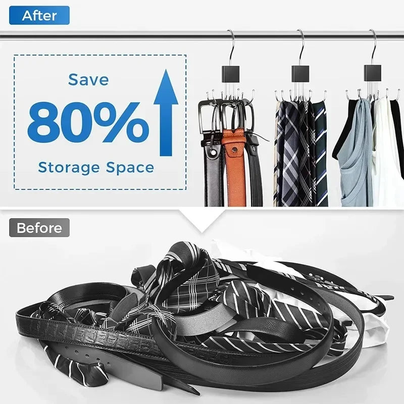 360° Rotating Hook Rack Organizer – Scarf, Belt & Tie Hanger Rotating Hook Rack Babs