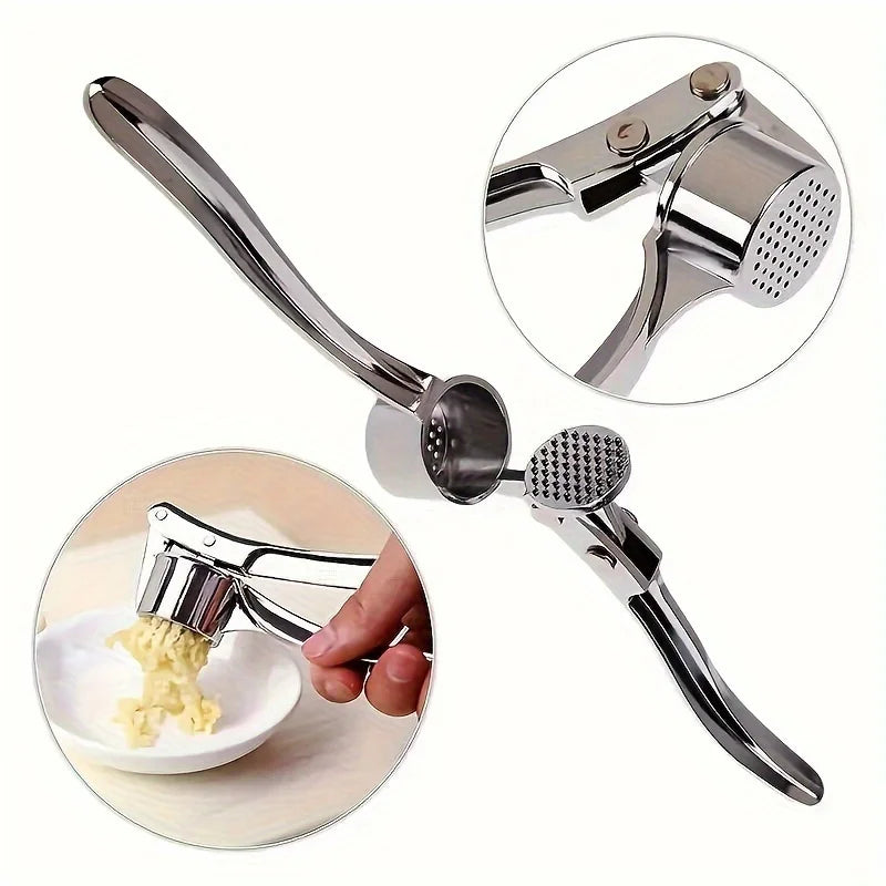 Metal Garlic & Ginger Press – Manual Handheld Crusher Garlic Press Babs