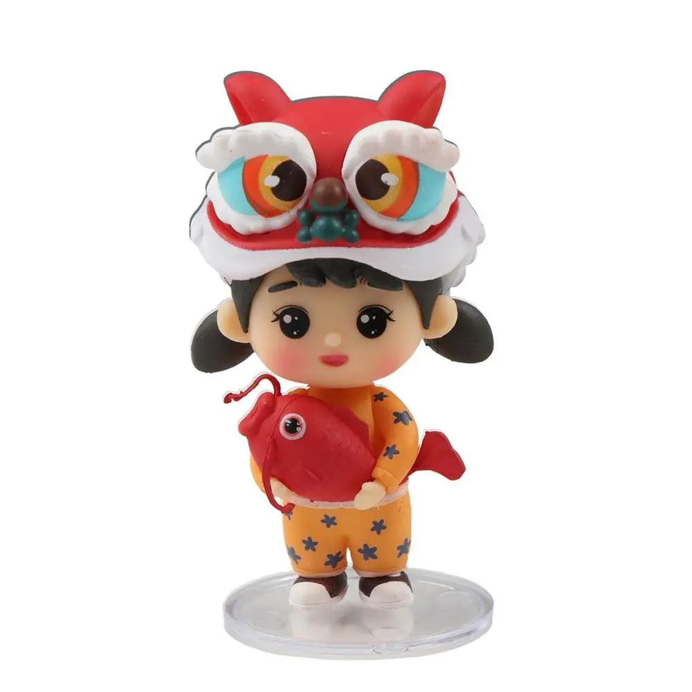 Chinese New Year Lion Dance Doll Ornament & Cake Topper Festive Figurine Ornament Babs B
