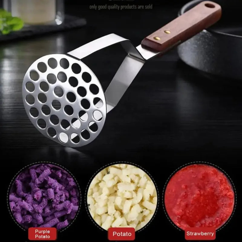 Heavy Duty Stainless Steel Potato Masher with Wooden Handle Potato Masher Babs