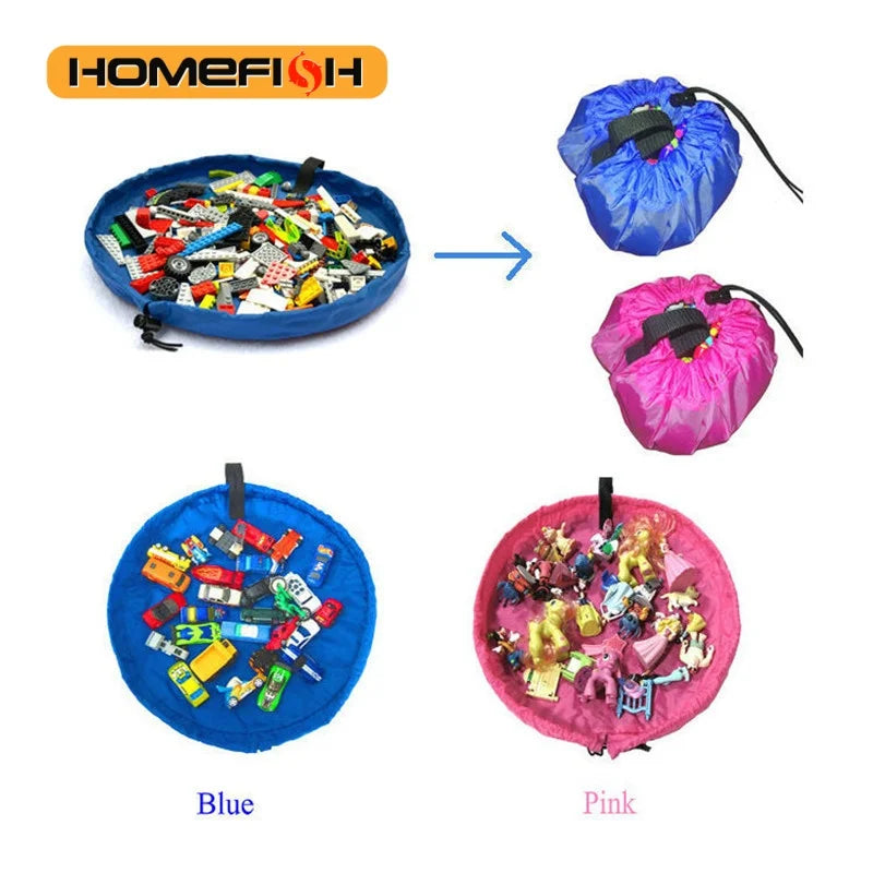 Kids Toy Storage Bag & Foldable Building Blocks Play Mat Kids Toy Storage Bag Babs