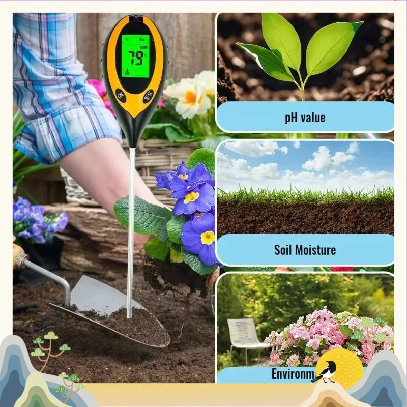 4-in-1 Soil Tester – pH, Moisture, Light & Temperature Soil Testing Meter Babs