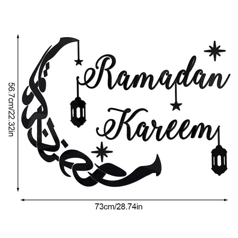 Eid Mubarak Gold Acrylic Mirror Wall Decal – Ramadan 2026 Acrylic Wall Decal Babs Black Ramadan